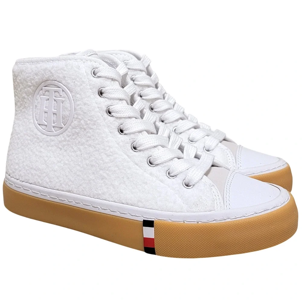 Tommy Hilfiger Women Evee High Top Sneakers Size US 5M White Faux Shearling